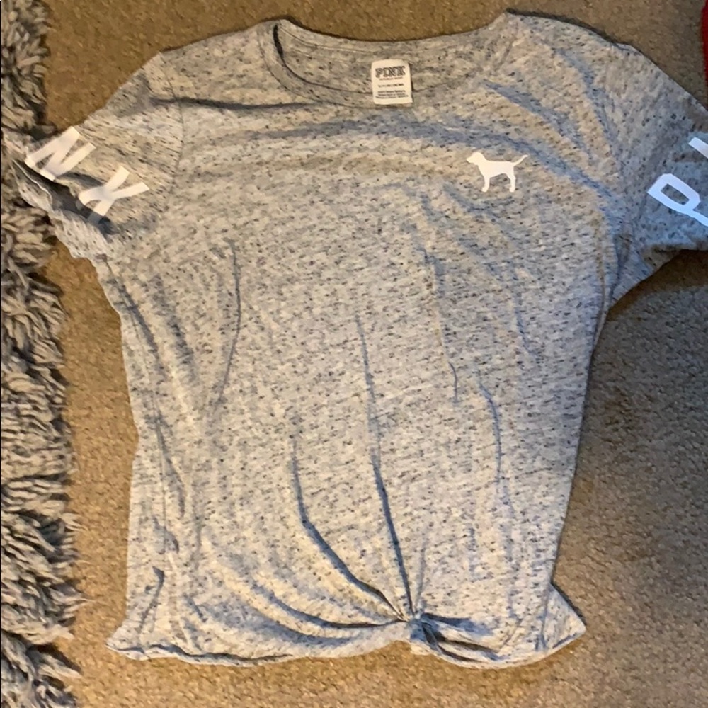 Pink crop top grey
